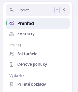 Položka Prehľady v ľavom menu
